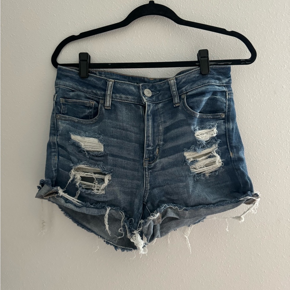 American Eagle Outfitters Blue Jean Shorts Distressed Style